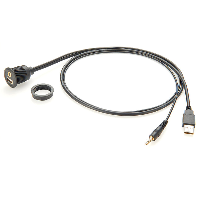 Flush Panel Mount USB 3.0 & 3.5mm AUX Audio Cable
