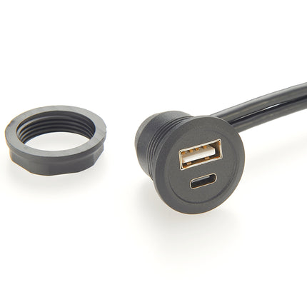 Right Angle USB 2.0 & USB 3.1 Type-C Panel Flush Mount Cable