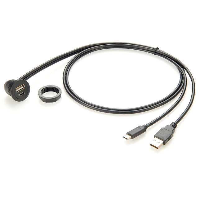 Right Angle USB 2.0 & USB 3.1 Type-C Panel Flush Mount Cable