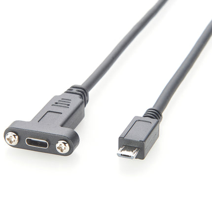 Screw Panel Mount Cable USB C to Micro B