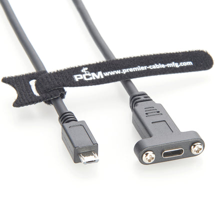 Screw Panel Mount Cable USB C to Micro B