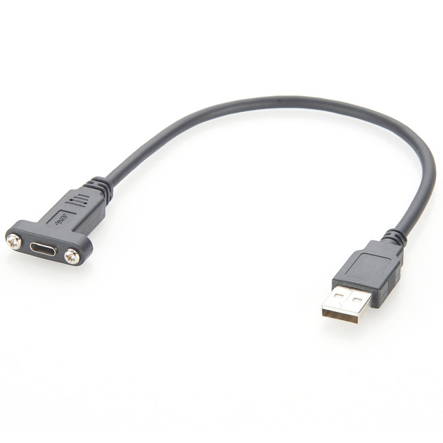 Screw Panel Mount Cable USB C to Type A