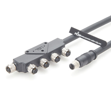 M12 L-Code Power Distribution Box with Cable