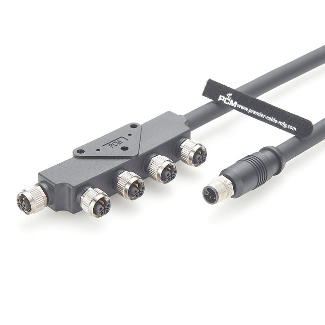 M12 L-Code Power Distribution Box with Cable