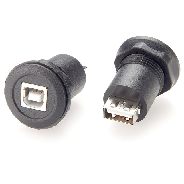 USB 2.0 A to B Round Panel Mount Adapter