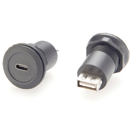 Round Panel Mount Coupler USB C to Type-A