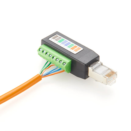 RJ45 Male Plug to 8-Pin Terminal Block Adapter
