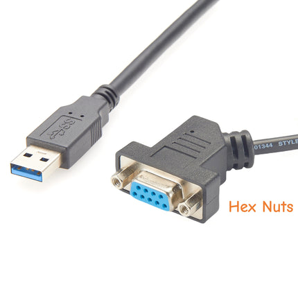 USB 2.0 A to RS232 Serial Cable with Hex Nuts