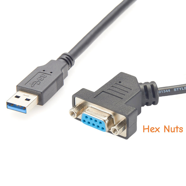 USB 2.0 A to RS232 Serial Cable with Hex Nuts