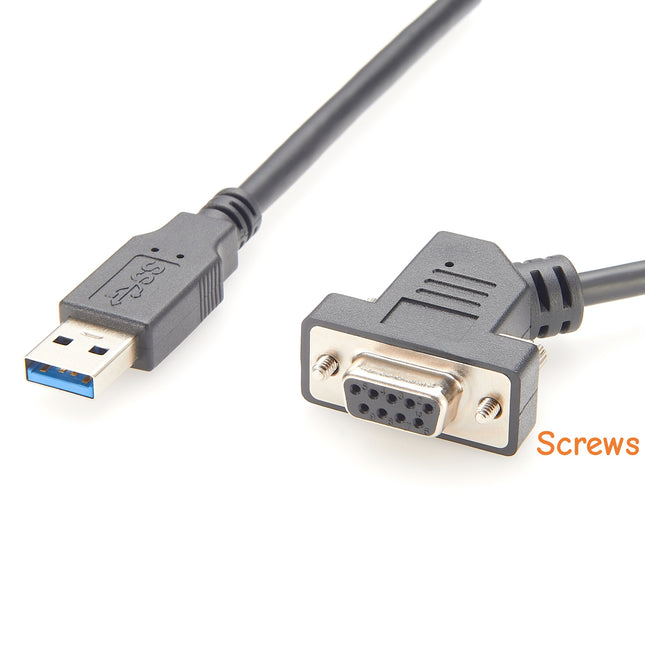 USB to DB9 Female 45 Degree RS232 Serial Cable with Screws