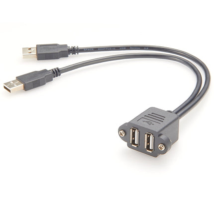 Panel Mount Dual USB-A 2.0 Extension Cable
