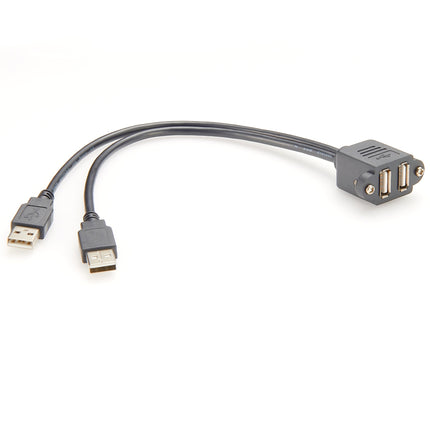 Panel Mount Dual USB-A 2.0 Extension Cable