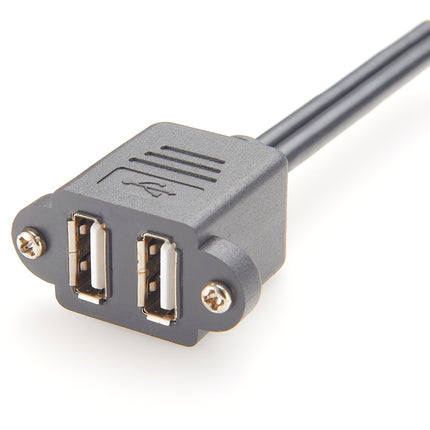 Panel Mount Dual USB-A 2.0 Extension Cable
