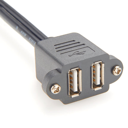 Panel Mount Dual USB-A 2.0 Extension Cable