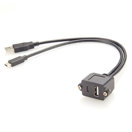 USB 2.0 & Type C Combo Ports Screw Panel Mount Cable