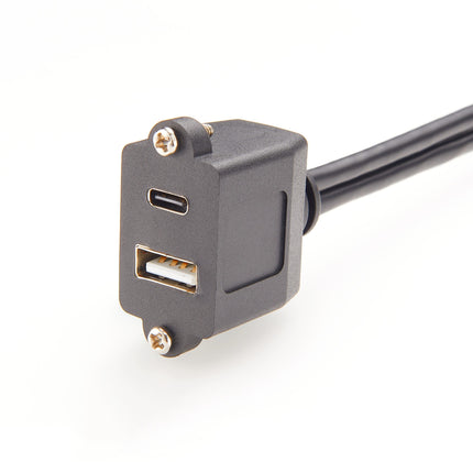 USB 2.0 & Type C Combo Ports Screw Panel Mount Cable
