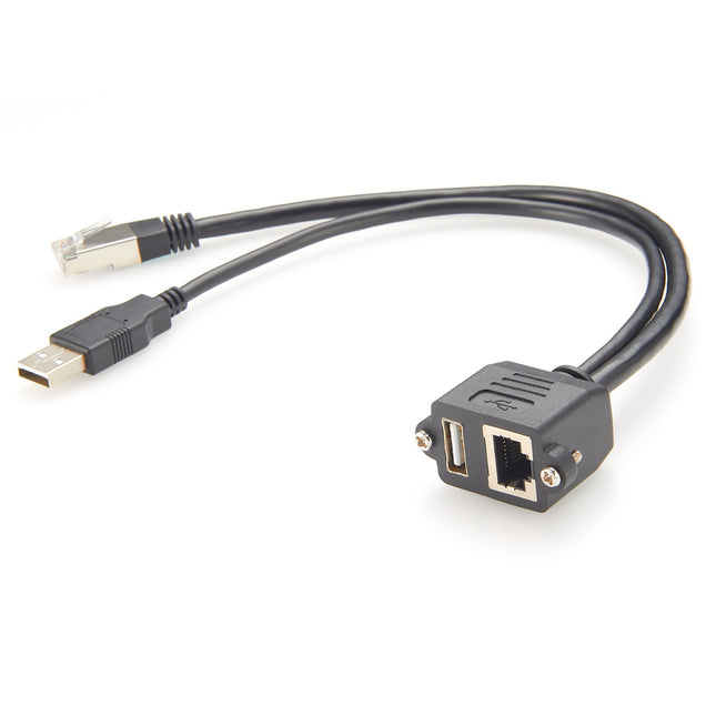RJ45 USB Combo Connector USB 2.0 RJ45 Screw Panel Mount Cable