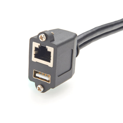 RJ45 USB Combo Connector USB 2.0 RJ45 Screw Panel Mount Cable