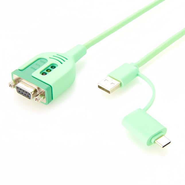 2 In 1 USB-A USB-C to DB9 RS232 Serial Cable
