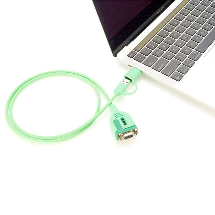 2 In 1 USB-A USB-C to DB9 RS232 Serial Cable