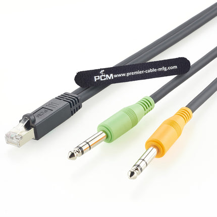 RJ45 Male to Dual 6.3mm 1/4" TRS Stereo Male AXIA Adapter Cable