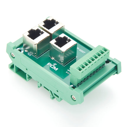 DIN Rail 3-Way RJ45 to Terminal Block Adapter
