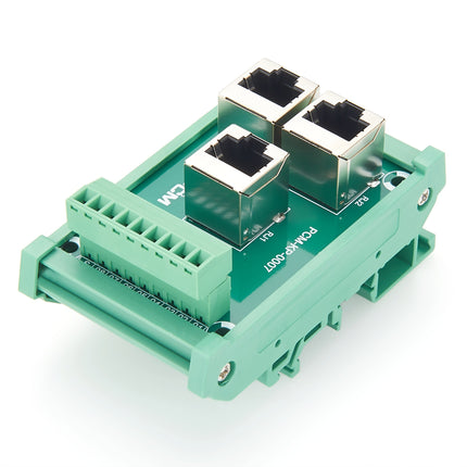 DIN Rail 3-Way RJ45 to Terminal Block Adapter