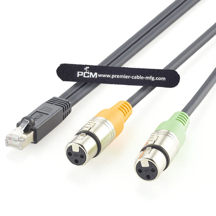 RJ45 Male to Dual XLR Female 3 Pin Audio Adapter Cable