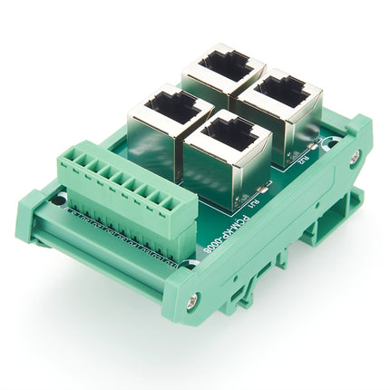 DIN Rail 4-Way RJ45 to Terminal Block Adapter