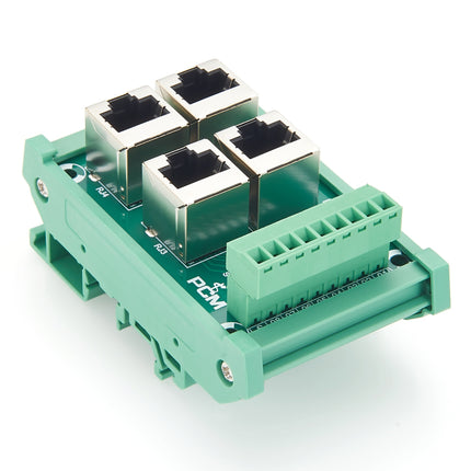 DIN Rail 4-Way RJ45 to Terminal Block Adapter