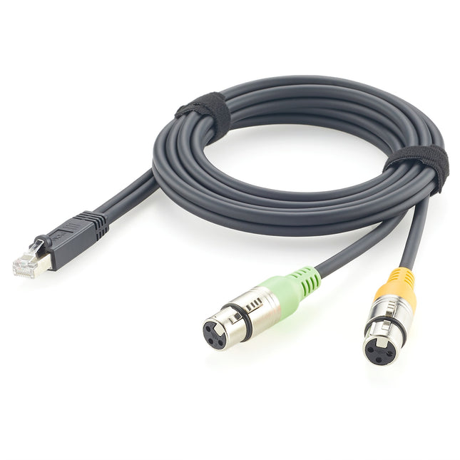 RJ45 Male to Dual XLR Female 3 Pin Audio Adapter Cable