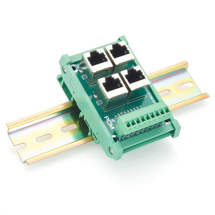DIN Rail 4-Way RJ45 to Terminal Block Adapter
