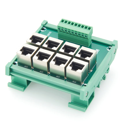 DIN Rail 8-Way RJ45 to Terminal Block Adapter