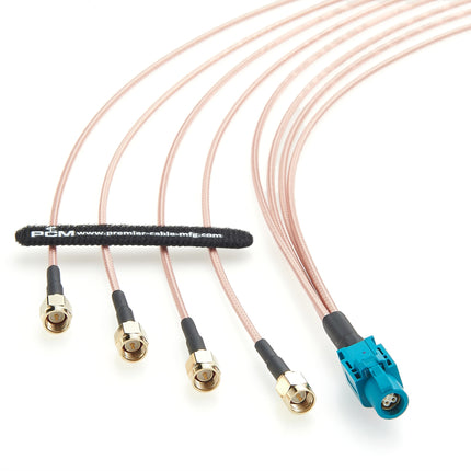 HSD Z Code Female to 4 SMA Male Cable