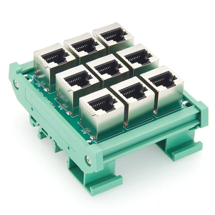 RJ45 8P8C 9-Way DIN Rail Mount Interface Module