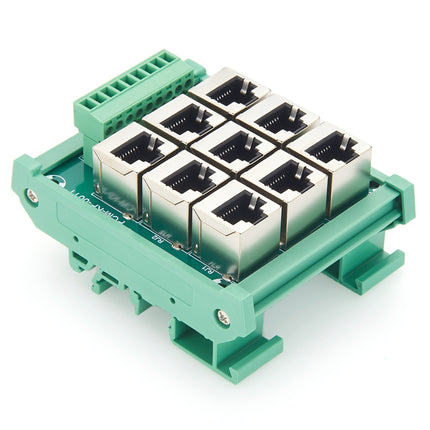 DIN Rail 9-Way RJ45 to Terminal Block Adapter
