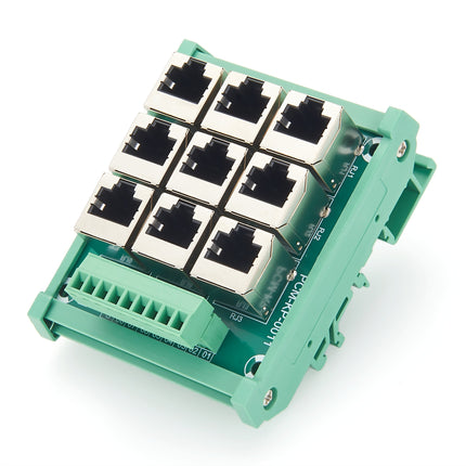DIN Rail 9-Way RJ45 to Terminal Block Adapter
