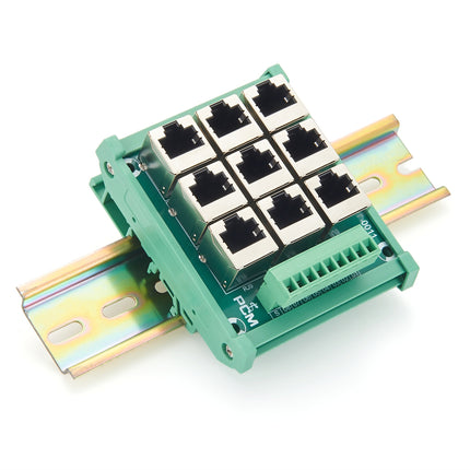 DIN Rail 9-Way RJ45 to Terminal Block Adapter