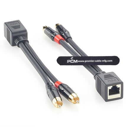 RJ45 Female to Dual RCA Male Audio Cable