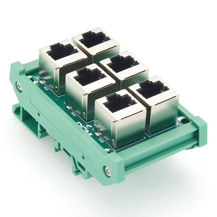 DIN Rail Mount RJ45 6-Way Breakout Board