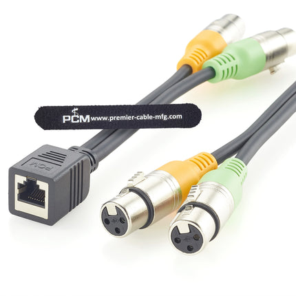 RJ45 Female to Dual XLR 3 Pin Female Adapter Cable for Axia