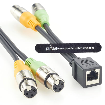 RJ45 Female to Dual XLR 3 Pin Female Adapter Cable for Axia