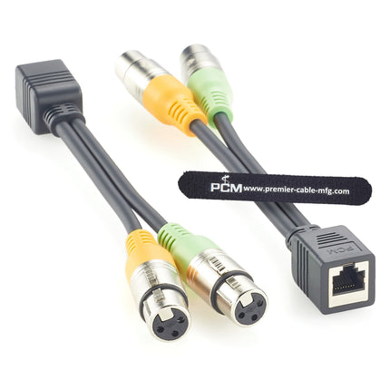 RJ45 Female to Dual XLR 3 Pin Female Adapter Cable for Axia