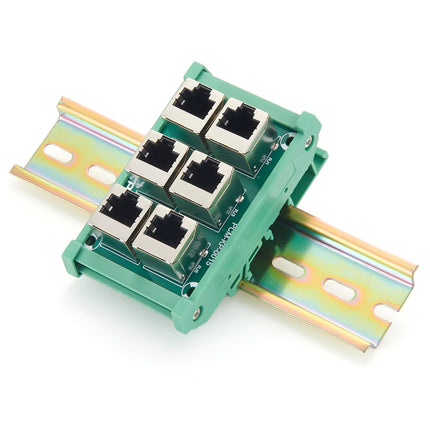 DIN Rail Mount RJ45 6-Way Breakout Board