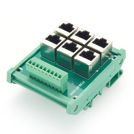 DIN Rail 6-Way RJ45 to Terminal Block Adapter