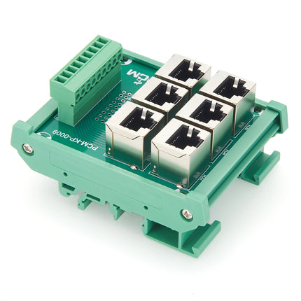 DIN Rail 6-Way RJ45 to Terminal Block Adapter