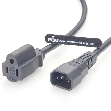 IEC C14 to NEMA 5-15R Power Cord