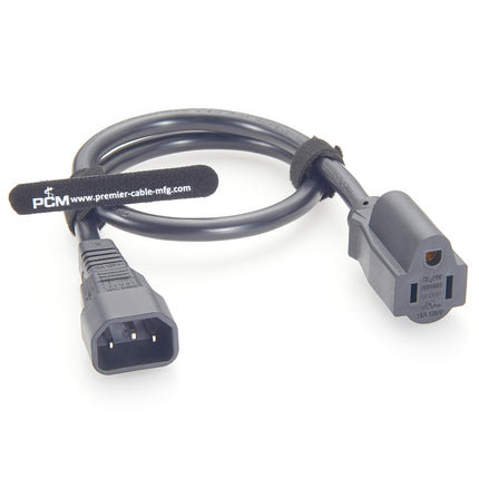 IEC C14 to NEMA 5-15R Power Cord
