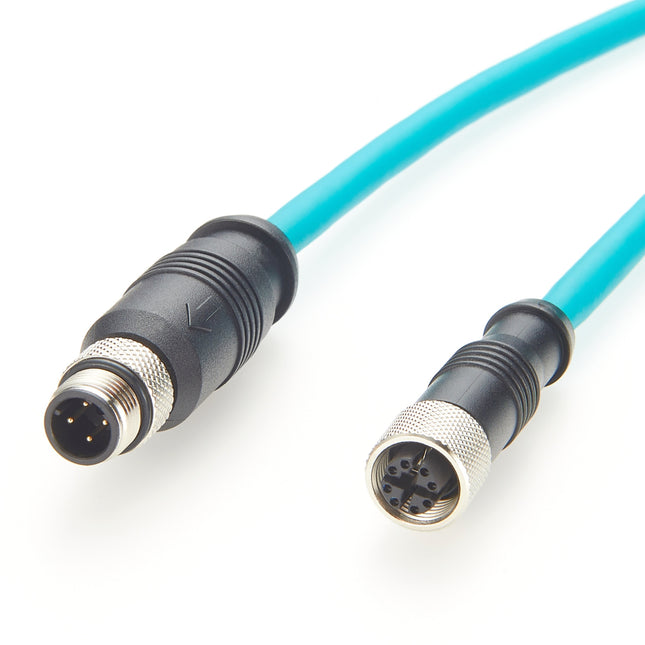 M12 X-Code Female to D-Code Male Ethernet Cable