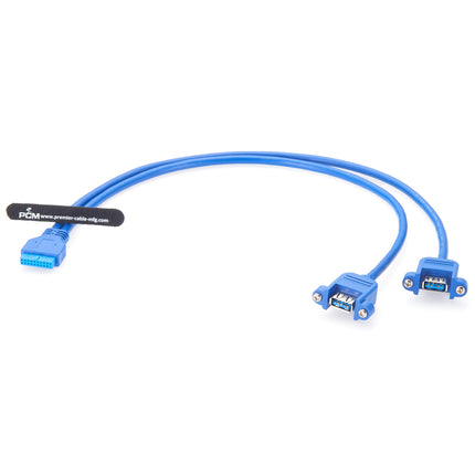 2 Port Panel Mount USB 3.0 USB A to Motherboard Header Cable